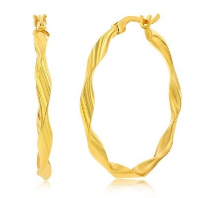 Classic Gold 14K Yellow Gold, 32mm Twisted Hoop Earrings - Gold