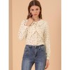 INSPIRE CHIC Women's Peter Pan Collar Blouse Jabot Bow Tie Button Front Shirt - 2 of 4