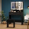 Makeup Vanity Set, Small Dressing Table with 2 Drawers & Stool, 32"x16"x54" Modern Bedroom Furniture - 3 of 4