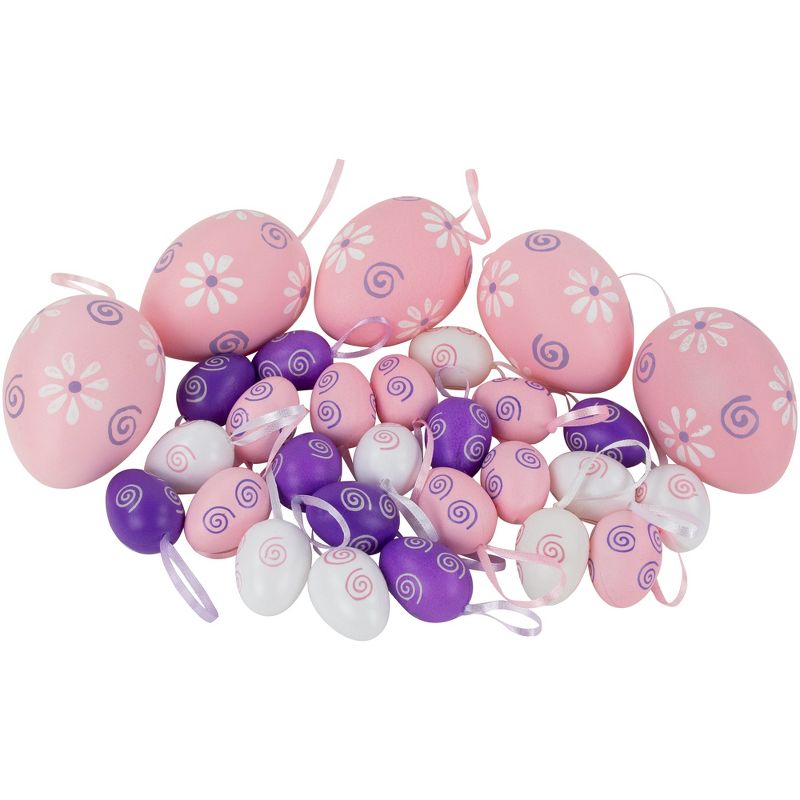 Northlight 29ct Painted Floral Spring Easter Egg Ornaments 3.25" - Pink/Purple, 4 of 9