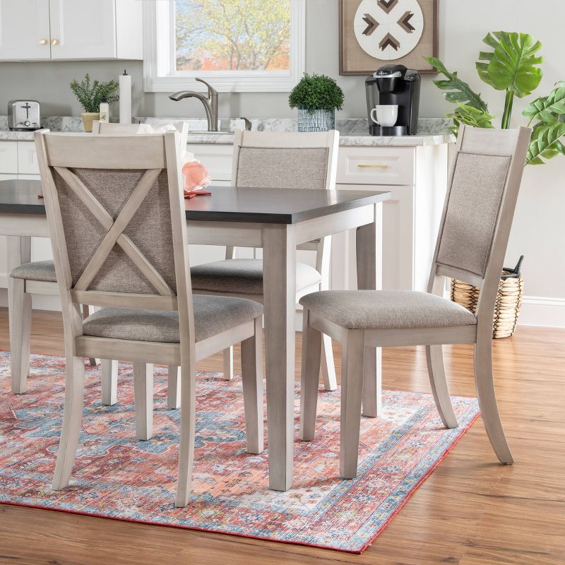7pc Benoit Solid Wood Dining Set White - Powell, 3 of 17