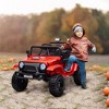 Qaba 12V Ride on Car, Ride on Truck, Battery Powered Toy Car with Remote, 4 Suspension Wheels, 3 MPH Max Speeds, Music, Horn & Lights, Red - 3 of 4