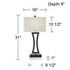 360 Lighting Roxie Modern Table Lamps Set of 2 with White Marble Riser 31" Tall Black USB Charging Port Rectangular Fabric Shades for Bedroom House - 4 of 4