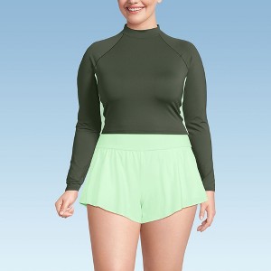 Lands' End Women's Long Sleeve Mock Neck Cropped UPF 50 Sun Protection Rash Guard - 1 of 3