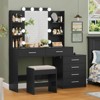 USIKEY 48" Large Vanity Desk with Mirror & Lights, Makeup Vanity Table with 6 Drawers & Power Outlet, 4 Open Storage Shelves and Stool - 2 of 4