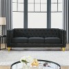 TiramisuBest 58.8" 2-Seater Tufted Velvet Sofa with Rolled Arms & Nailhead Trim, Black for Living Room,Bedroom & Office-2 Pillows - 2 of 4