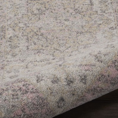 Handmade Vintage Kashan Ivory/Pink Easy-Care Rectangular Rug