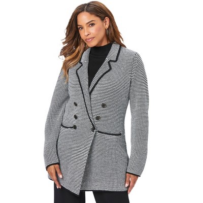 Jessica London Women's Plus Size Double-Breasted Sweater Blazer
