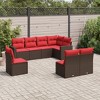 vidaXL 8 Piece Patio Sofa Set with Cushions - Brown and Red Without Table - 2 of 4