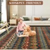 Area Rug Washable Low Pile Geometric Printed Floor Cover Non Slip Distressed Indoor Throw Rug Foldable Soft Ultra Thin Farmhouse Carpet - 4 of 4