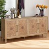 63" Large Storage Cabinet with Carved Flower Doors, Metal Handle, Adjustable Shelves, Wooden Modern Sideboard Console,Ideal for Kitchen, Entryway - 2 of 4