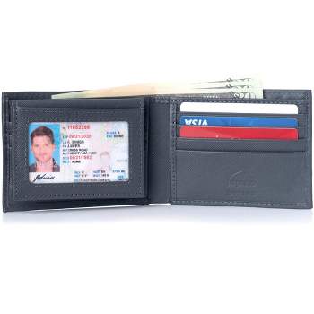 Alpine Swiss Mens Leather Bifold Wallet RFID Safe Removable Flip Up ID Window