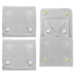 Unique Bargains Velvet Storage Ring Necklace Jewelry Pouches with Insert Pad 4" x 3.7" 3 Pcs - 1 of 4