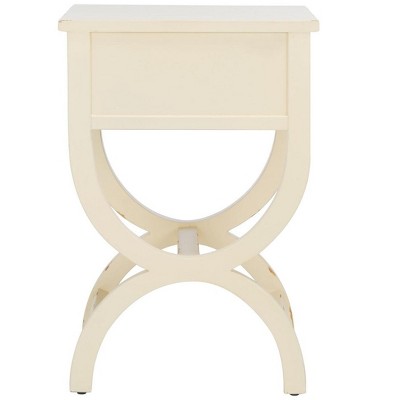 Vintage Cream Transitional Poplar End Table with Zinc Knob