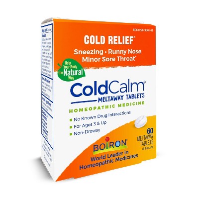 Boiron ColdCalm Cold Relief, Sneezing, Runny Nose and  Minor Sore Throat Tablets - 60ct