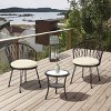 3 Piece Outdoor Patio Leisure Set,Rattan Garden Patio Bistro Set,Fabric Upholstered Rattan Chairs Set of 2 with Round Table-Coolbibila - 2 of 4