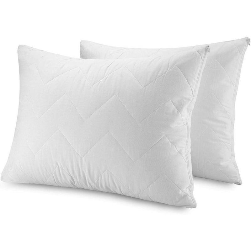 Waterguard Quilted Waterprof Cotton Top Pillow Protector Set of 2 White, 1 of 9