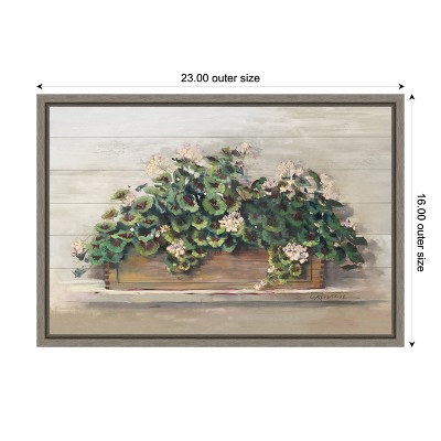 Pink Geranium Blossoms Framed Canvas Wall Art, 23x16