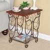 Collections Etc Iron Butterfly and Scrolling Wooden Top Side Table 15.5 X 17.75 X 11.75 Brown - 2 of 3