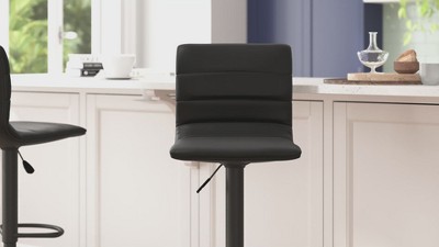 Gray Adjustable Swivel Bar Stool with Metal Frame