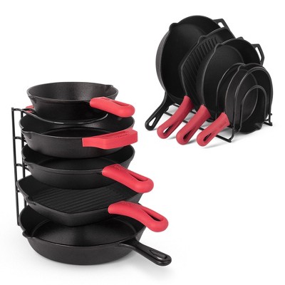 Cuisinel Pan Organizer - Silicone-Coated Non-Slip 12" Heavy Duty Skillet Rack