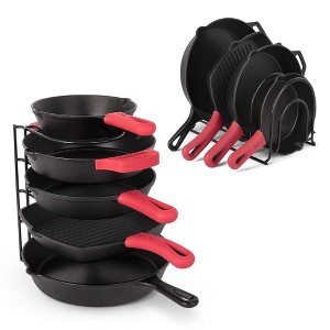 Cuisinel Pan Organizer - Silicone-Coated Non-Slip 12" Heavy Duty Skillet Rack - 1 of 3