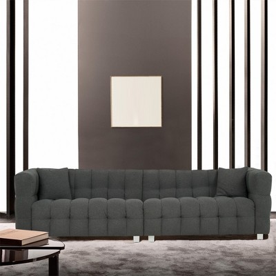 102 Inch Teddy Velvet Sofa, With 2 Throw Pillows, Hardware Feet, Mid Century Indoor Couch, Upholstered Couch For Living Room