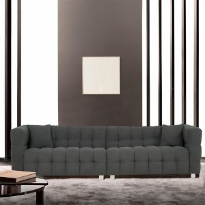 102 Inch Teddy Velvet Sofa, With 2 Throw Pillows, Hardware Feet, Mid Century Indoor Couch, Upholstered Couch For Living Room - 1 of 4