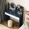 NicBex Vanity Desk with Mirror 47" Dressing Table with Charging Station and Hair Dryer Rack, 5 Drawers, Makeup Desk with Cushioned Stools - 4 of 4