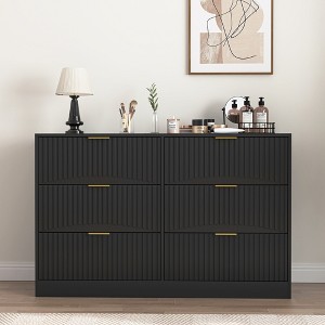 Standard Particle Board 6-Drawer Dresser with Large Storage and Modern Design and Durable Construction and Wavy Drawer Panels and Versatile Placement - 1 of 4