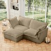 Slipcovered Sectional Sofa, 2 Seater Sofa with Removable Cover, Sofa with Convertible Ottoman, Corduroy Fabric Sectional Sofas-Cuddlewood - 3 of 4