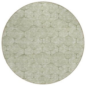 Artichoke Green And Ivory Geometric Washable Indoor Outdoor Area Rug - 1 of 4