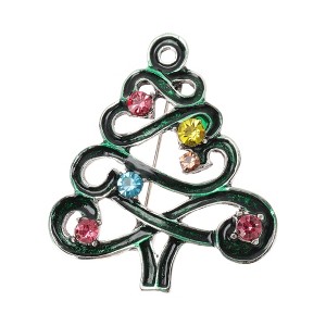 Unique Bargains Christmas Brooches Wreath Wind Chime Alloy Dripping Wax Multicolor 1.57"x2.17" 1 Pc - 1 of 4