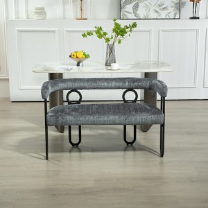 Akoasm Modern Chenille Loveseat With 2 Seater Sofa Couch With Arms Metal Legs-Gray - 1 of 4
