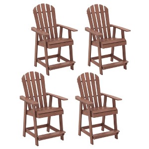 Tangkula 4 PCS Tall Adirondack Chair HDPE Outdoor Bar Stools with Armrests 4.5” Wide Footrest Patio Adirondack Barstools Balcony Chairs Brown - 1 of 4
