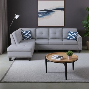 L-Shaped Sectional Sofa with Pull-Out Loveseat Sleeper & Storage - 1 of 4