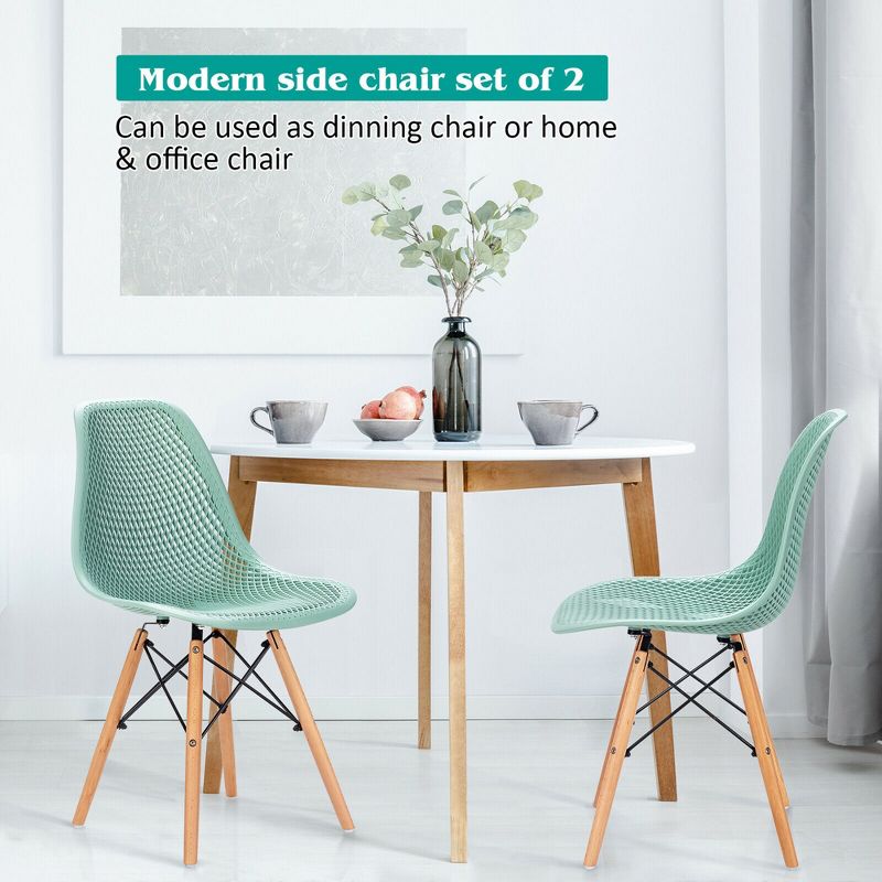 Costway 2PCS Modern DSW Dining Chair Office Home w/ Mesh Design Wooden Legs, 5 of 13