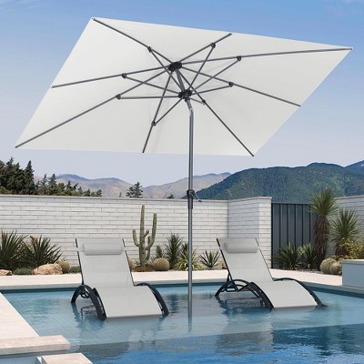 PURPLE LEAF Patio Umbrella Outdoor Table Umbrella Aluminum Frame Market Umbrella Sun Umbrella with 8 Sturdy Ribs