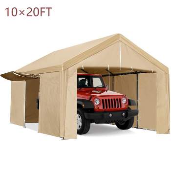 Carport Car Canopy Portable Garage Party Tent With Removable Sidewall & Door