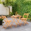 Outsunny 3 Piece Folding Patio Bistro Set,  Wooden Outdoor Chairs and Table Set,  Garden Dining Furniture for Poolside, Balcony, Teak - 2 of 4