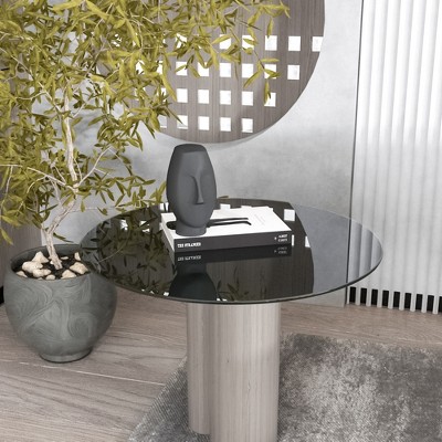 Bencmate Coffee Tables  round glass table top For Living Room, Office, Tabletop Only, Tempered glass, Heat-Resistant Glass, Black, 24"*24"*0.24"