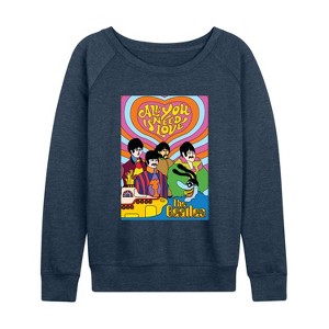 Women's - The Beatles - Need Love Lightweight French Terry Wide Neck Long Sleeve Graphic Shirt - 1 of 4