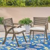 Acacia Wood Outdoor Dining Chairs Set of 2 with Slatted Back, Wooden Patio Armchairs with Water-Resistant Cushions for Garden or Deck-Coolbibila - 3 of 4