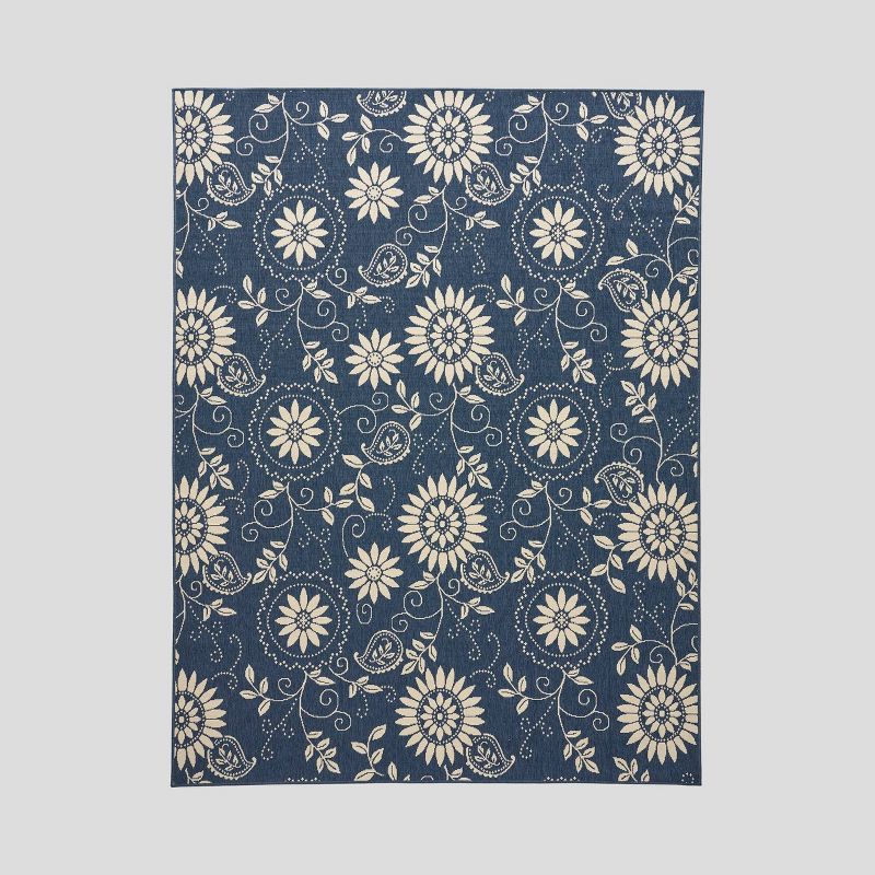 Wildflower Botanical Outdoor Rug Blue/Ivory - Christopher Knight Home, 1 of 7