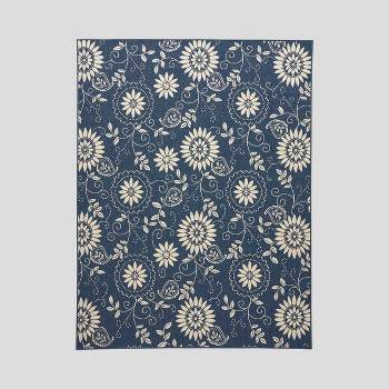Wildflower Botanical Outdoor Rug Blue/Ivory - Christopher Knight Home