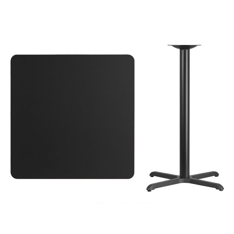 Flash Furniture 36'' Square Black Laminate Table Top with 30'' x 30'' Bar Height Table Base, 2 of 3