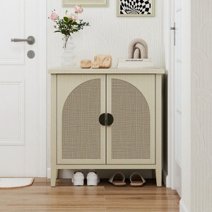 SKRAN Modern Rattan Cabinet: Engineered Rattan Storage with Adjustable Shelves - Particle Board & MDF Frame for Bedroom Living Room - 1 of 4