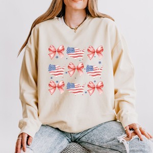 Simply Sage Market Patriotic America Stacked Coquette Lightweight Garment Dyed Sweatshirt - 1 of 4