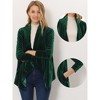 INSPIRE CHIC Women's Shawl Collar Pocket Open Front Velvet Cardigan - 2 of 4