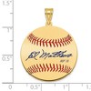 Black Bow Jewelry 14K Gold Plated Eddie Mathews Signature MD Enamel Baseball Pendant - 4 of 4